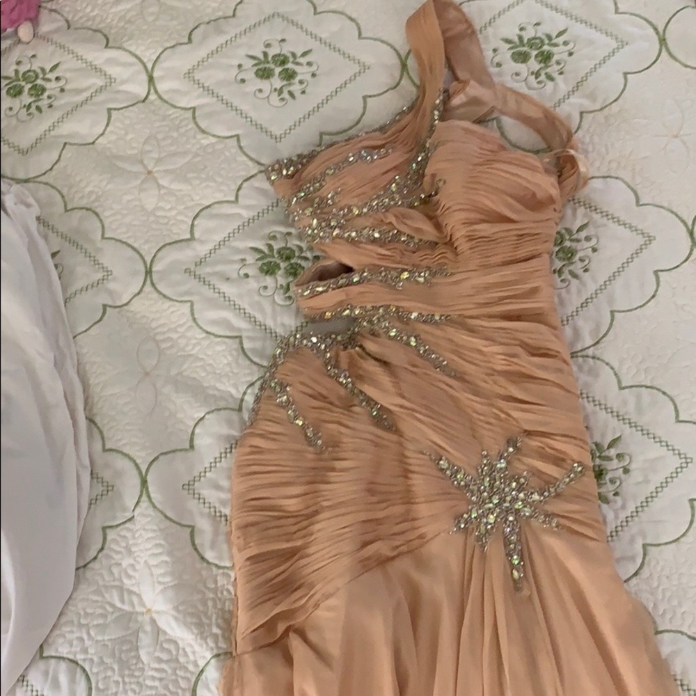 Beige Diamond Prom Dress